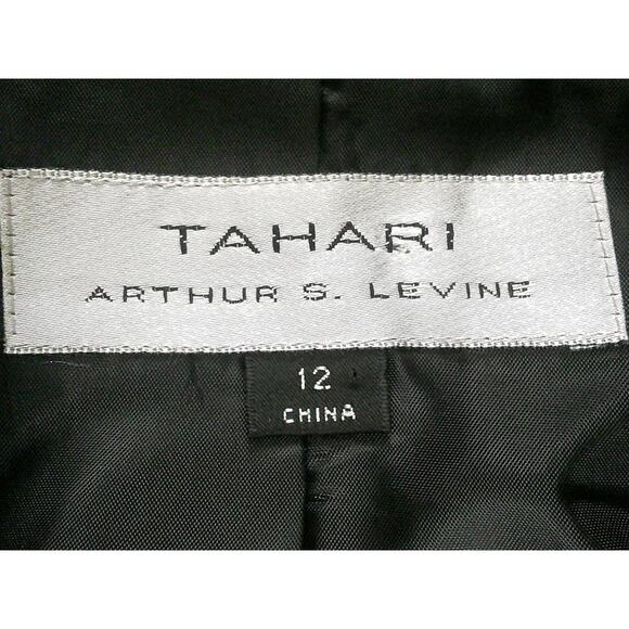 Tahari Womens Black Micro Dot Classic Button Up Collared Blazer Jacket Size 12 - Picture 7 of 10